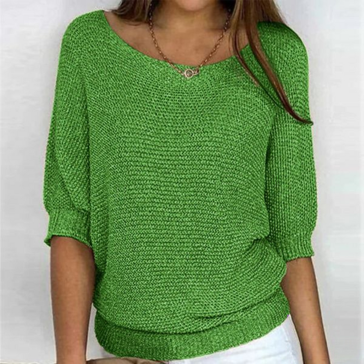 Lilah Lightweight Sweater – Fine Knit Sweater with Batwing Sleeves & Elegant Boat Neck