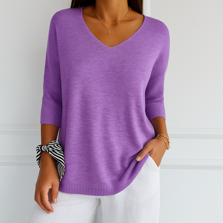 Coraline Women's V-Neck Sweater – Fine Knit, Soft & Elegant for a Refined Style