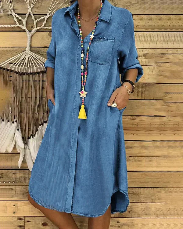 Morgane Denim Shirt Dress for Women – Flattering Fit & Light Comfort
