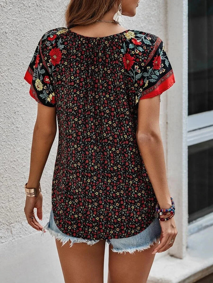 Kataleya Women's Blouse – Elegant Short Sleeve Top with Timeless Cut & Versatile Style