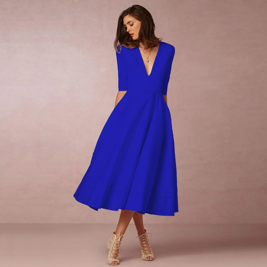 Ivory Midi Dress for Women – Fitted Cotton Dress with Elegant Cut