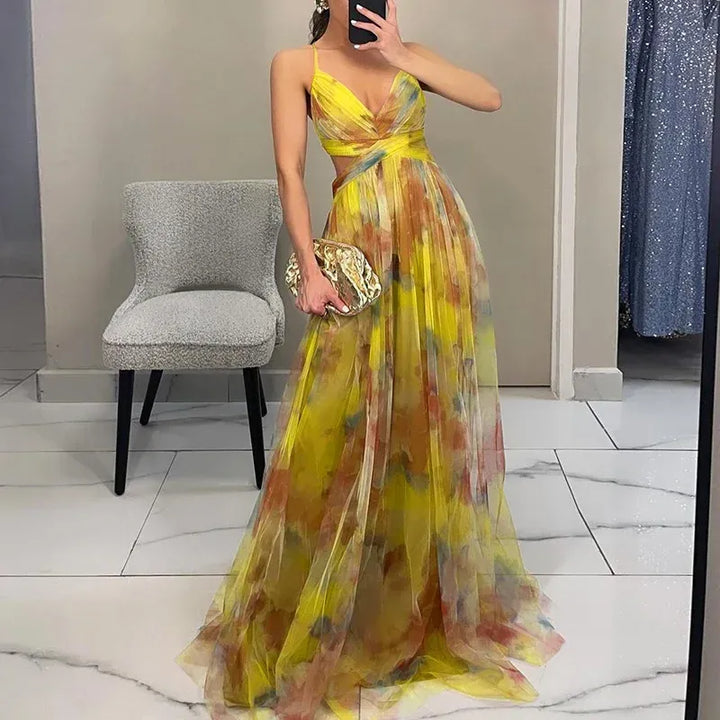 Bella Long Dress for Women – Summer Floral Dress with Adjustable Closure & Fluid Silhouette