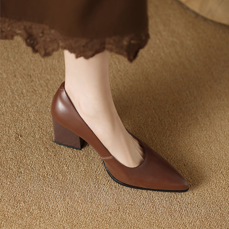 Venetia | Women's Block Heel Pumps Pointed Toe Slip On Work Heels