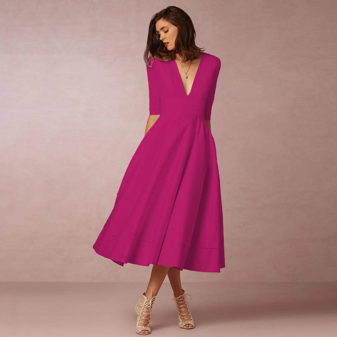 Ivory Midi Dress for Women – Fitted Cotton Dress with Elegant Cut