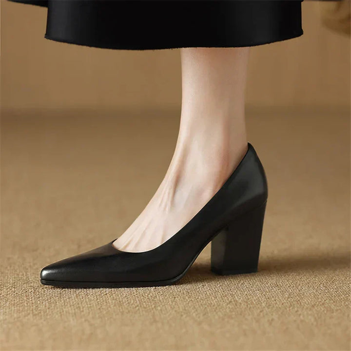 Venetia | Women's Block Heel Pumps Pointed Toe Slip On Work Heels
