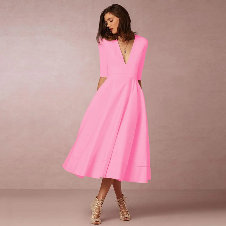 Ivory Midi Dress for Women – Fitted Cotton Dress with Elegant Cut