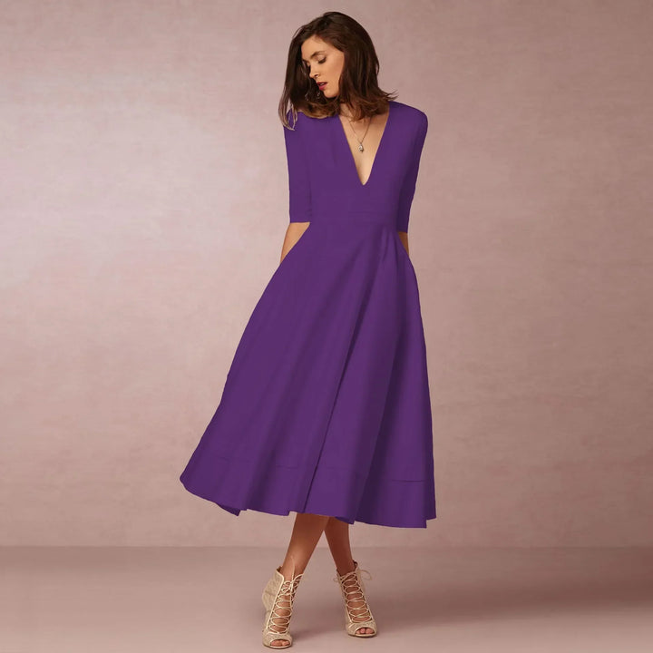 Ivory Midi Dress for Women – Fitted Cotton Dress with Elegant Cut