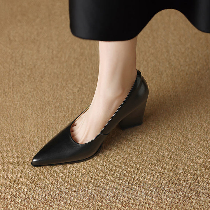 Venetia | Women's Block Heel Pumps Pointed Toe Slip On Work Heels