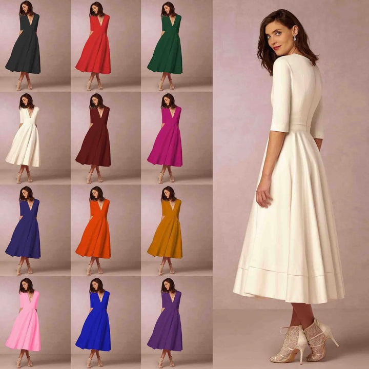 Ivory Midi Dress for Women – Fitted Cotton Dress with Elegant Cut