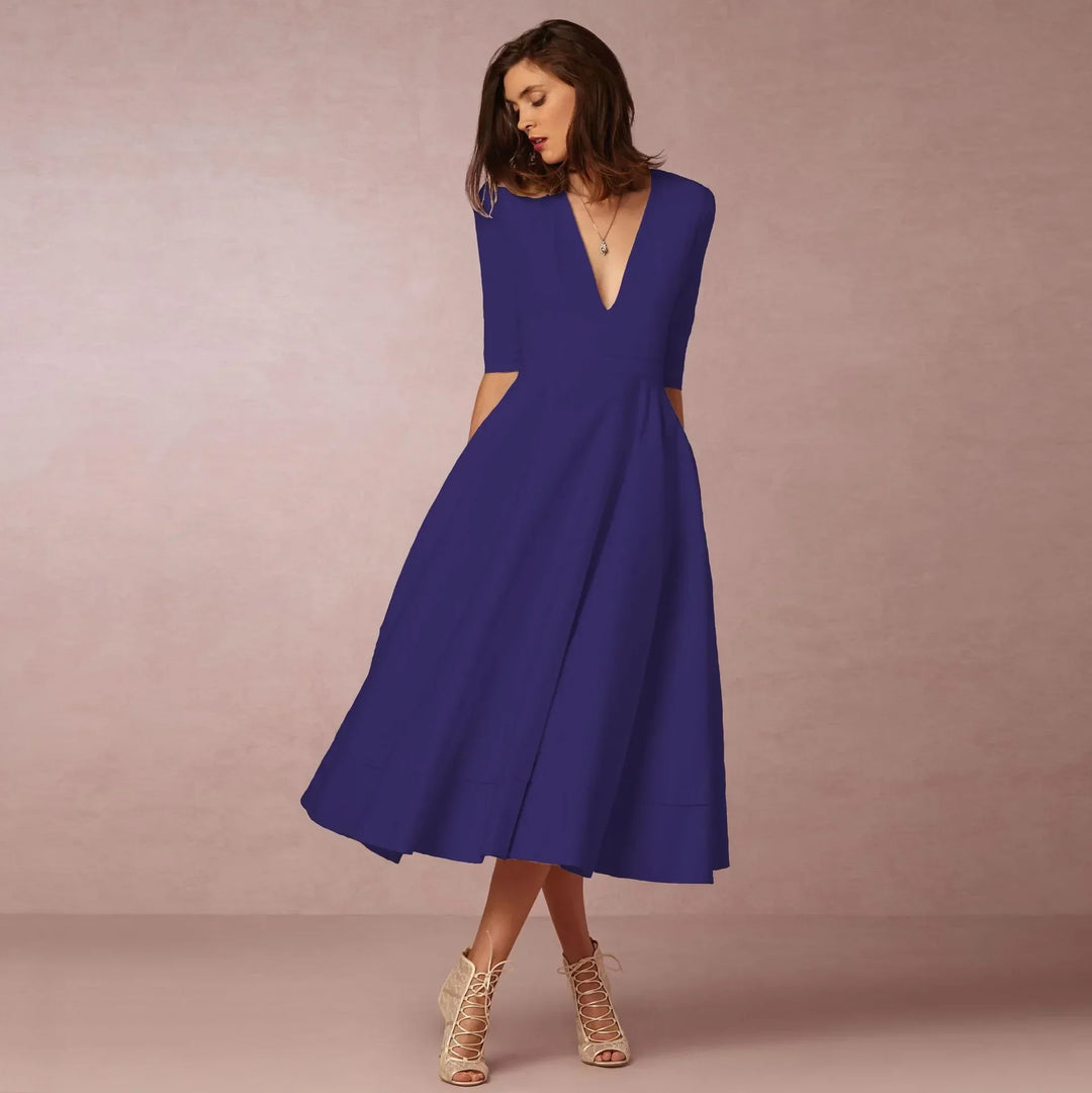 Ivory Midi Dress for Women – Fitted Cotton Dress with Elegant Cut