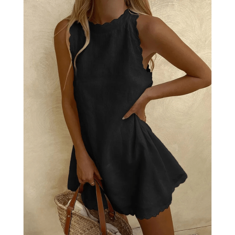 Tosca Midi Dress for Women – Lightweight Summer Dress with Elegant Scalloped Edges and Sleeveless Design