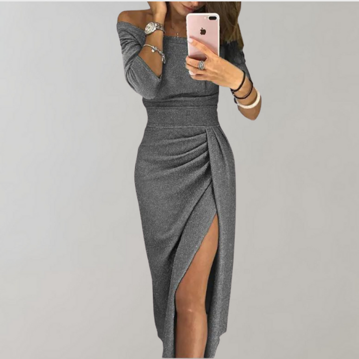 Vilja Glitter Dress for Women – Long Short Sleeve Dress with Shiny Details for Festive Occasions