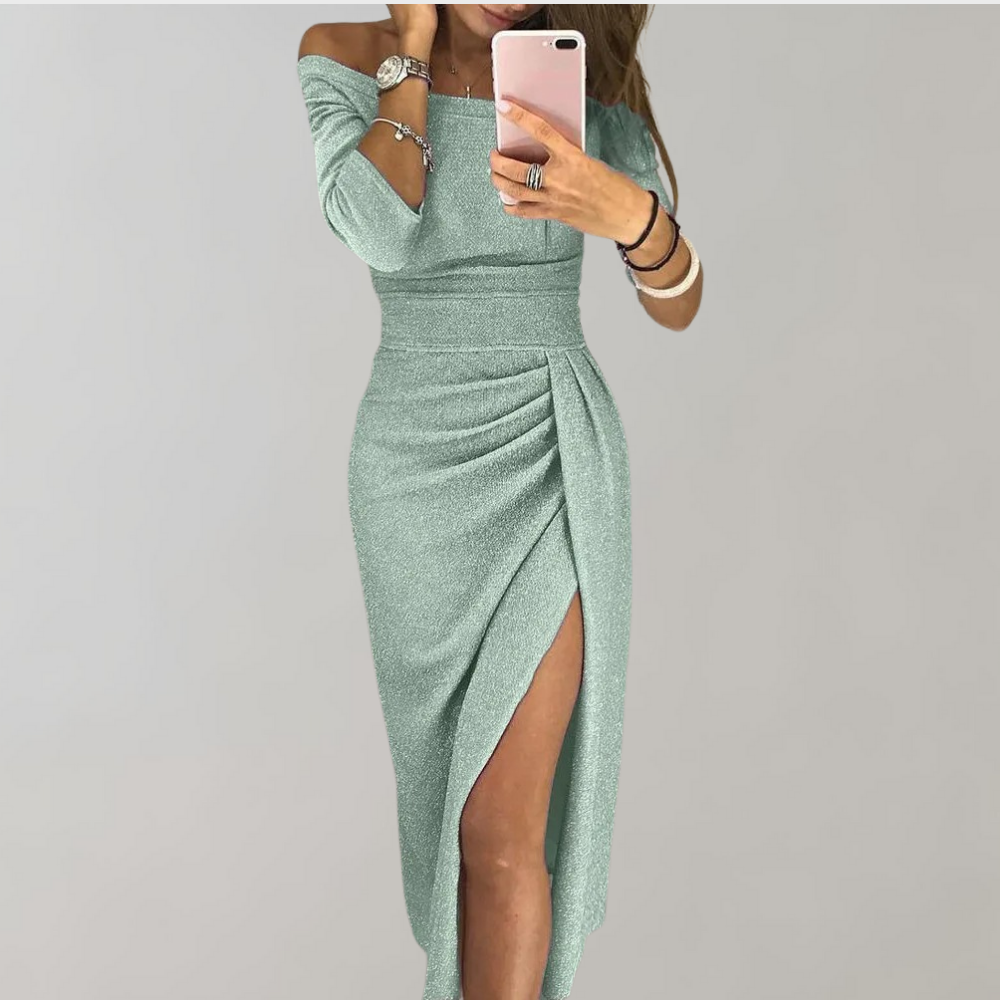 Vilja Glitter Dress for Women – Long Short Sleeve Dress with Shiny Details for Festive Occasions