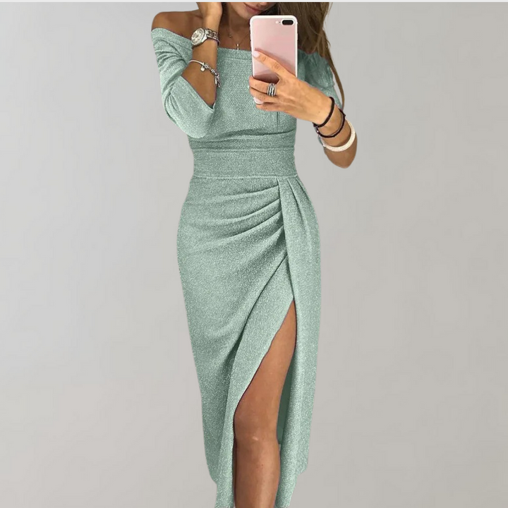Vilja Glitter Dress for Women – Long Short Sleeve Dress with Shiny Details for Festive Occasions