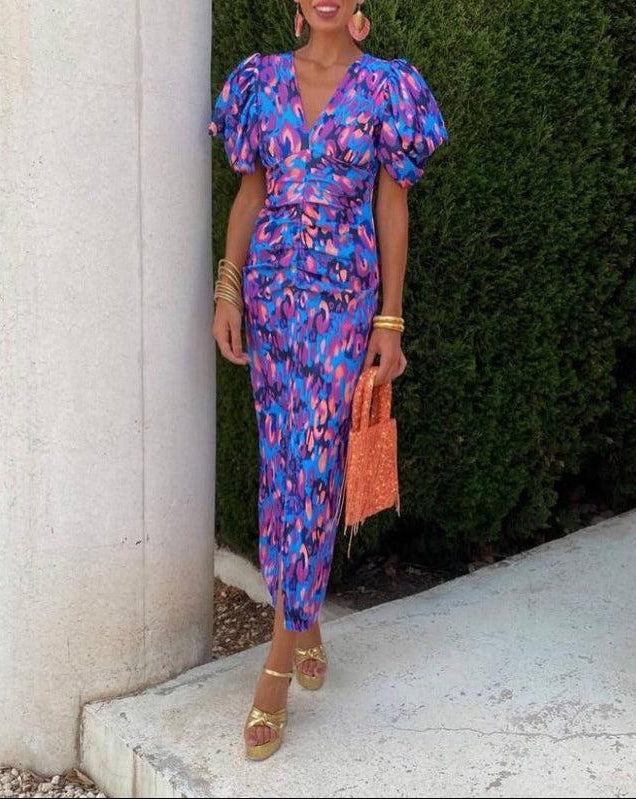 Noor™ - Mid-Length Dress with Puff Sleeves