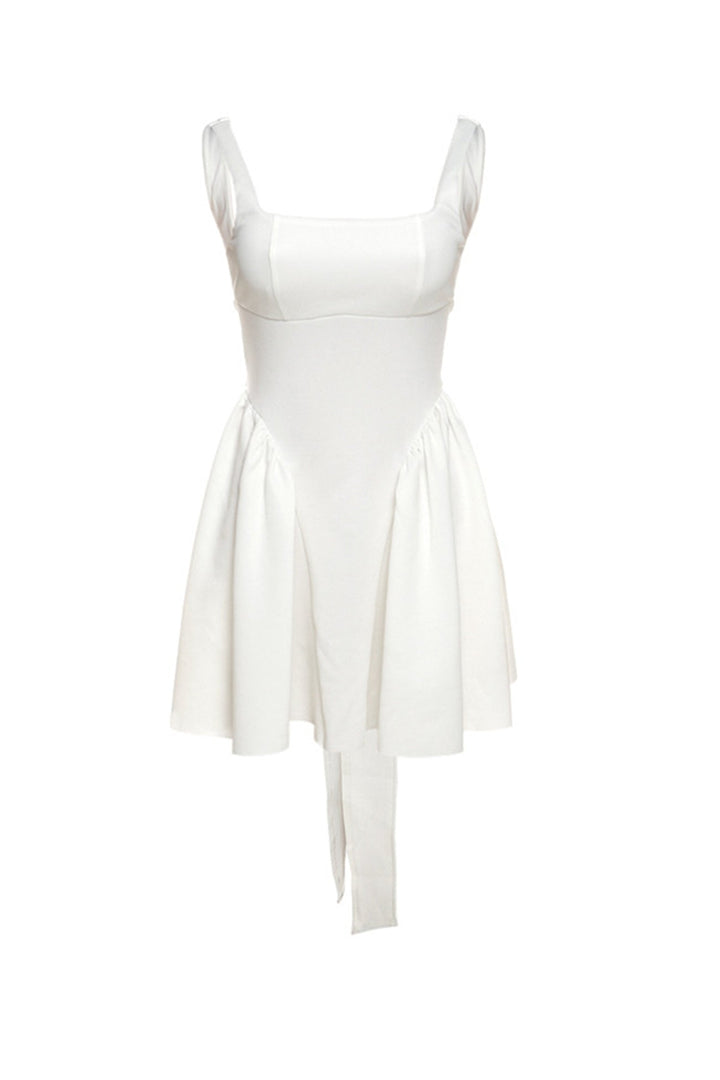 Trixie Mini Dress for Women – Sleeveless Backless Dress with Square Neckline & Bow at the Back