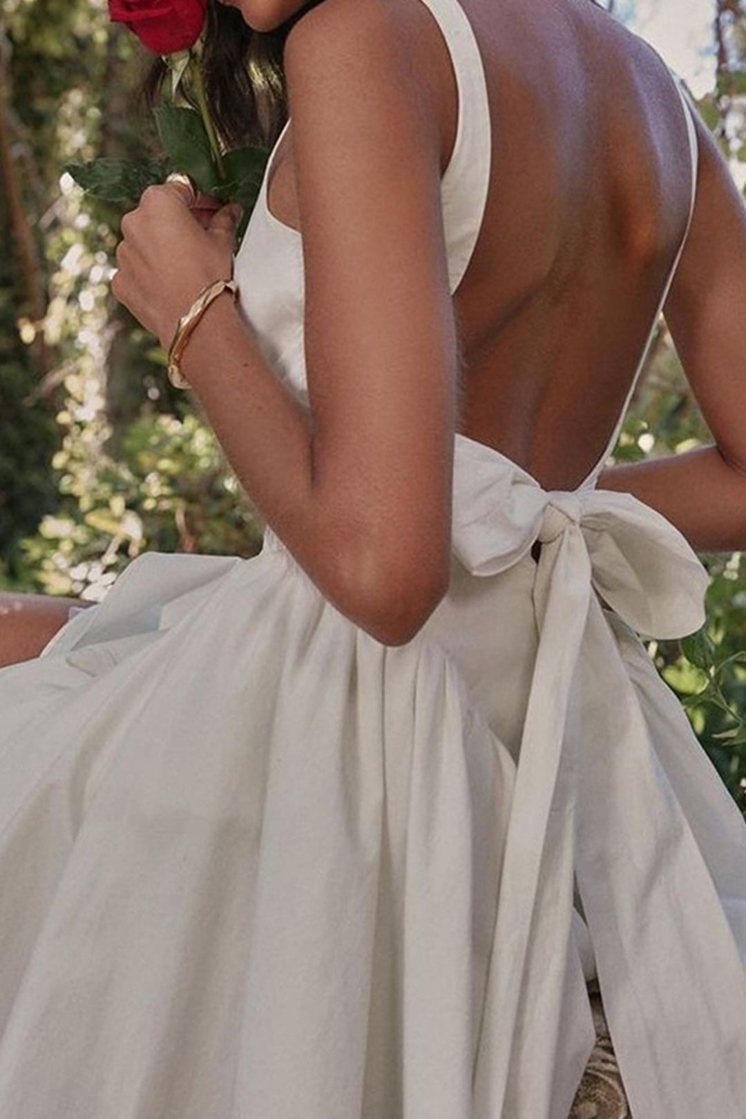 Trixie Mini Dress for Women – Sleeveless Backless Dress with Square Neckline & Bow at the Back