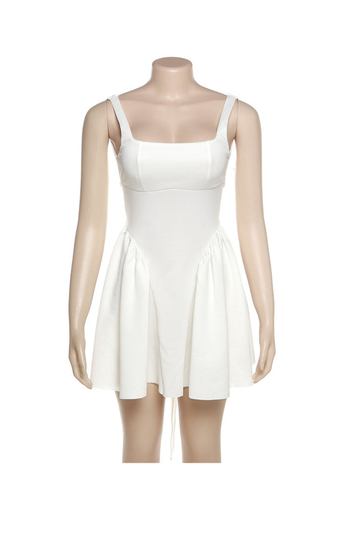 Trixie Mini Dress for Women – Sleeveless Backless Dress with Square Neckline & Bow at the Back