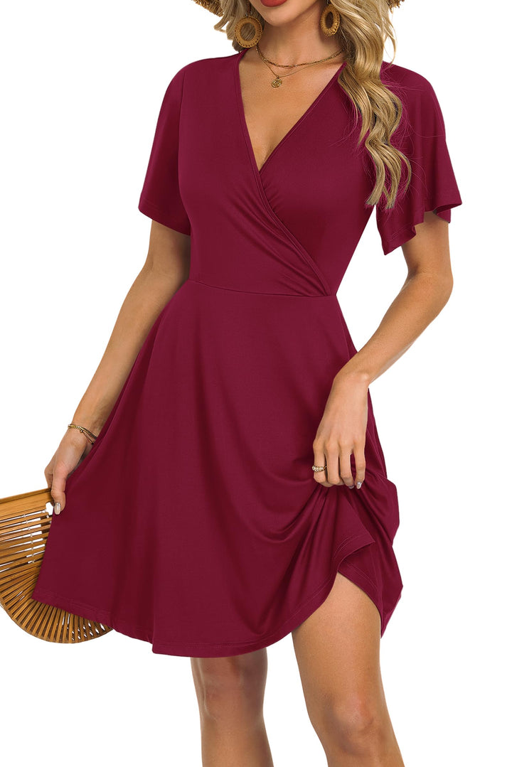 Mariselle Women's Dress – Wrap V-Neck Floral, Empire Waist & A-Line Cut Summer