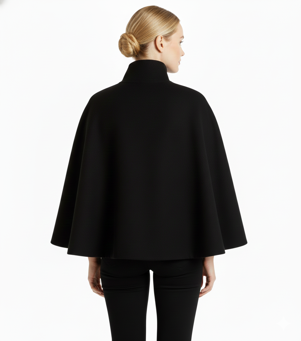 Ivanna Women's Wool Coat – Elegant High Collar with Removable Belt & Relaxed Fit