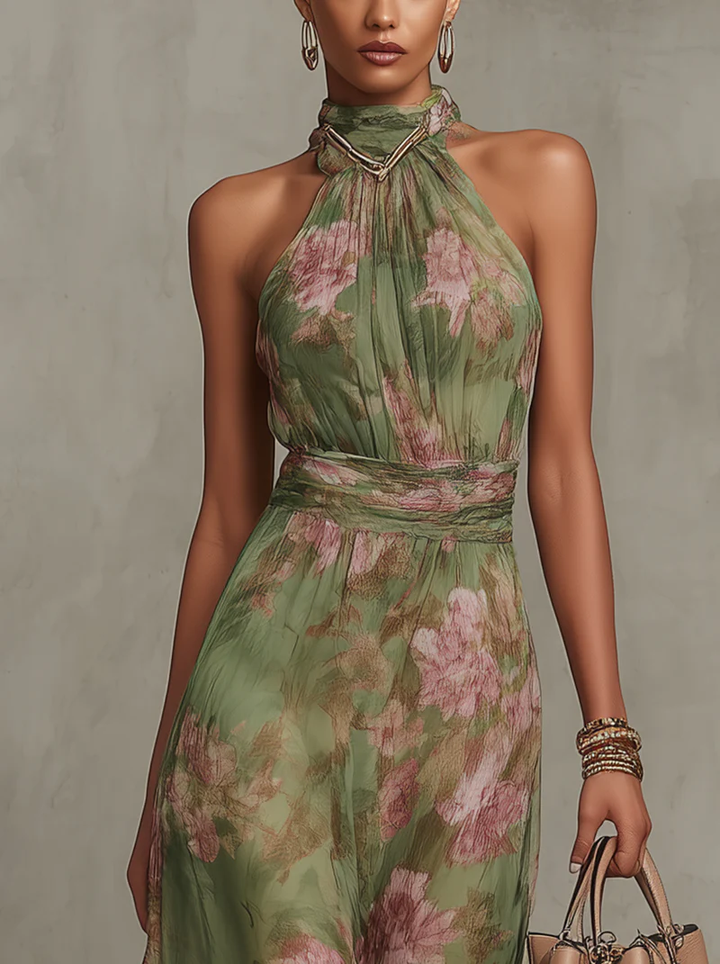 Livia - Elegant Maxi Dress with Floral Pattern