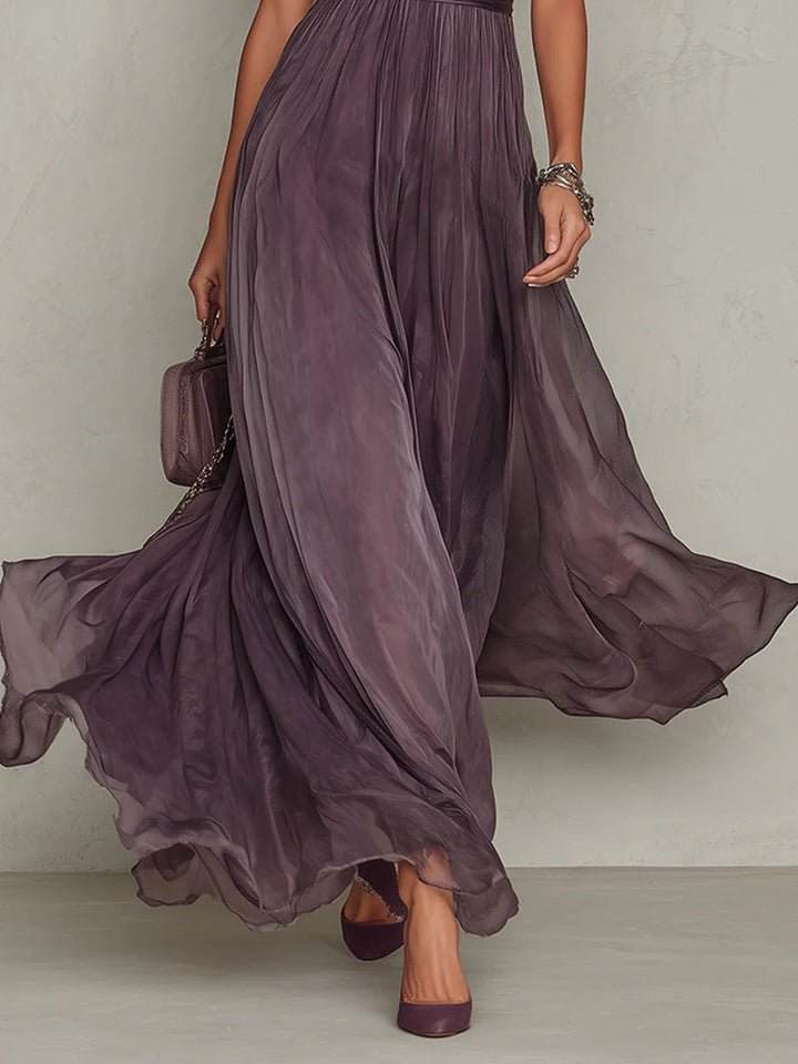 Flavia | Elegant Long Dress Purple with Teardrop Neckline Lace
