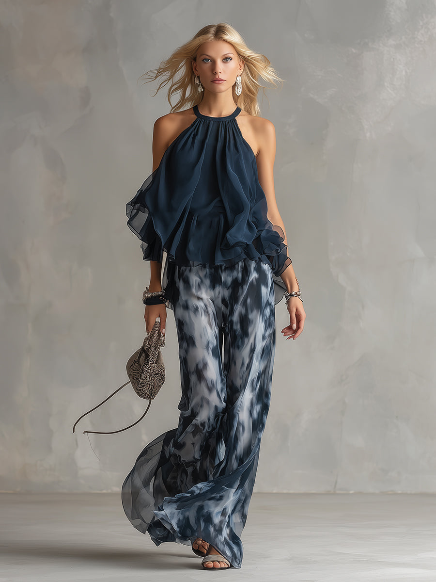 Elise | Elegant and lightweight set with flowing top and wide pants