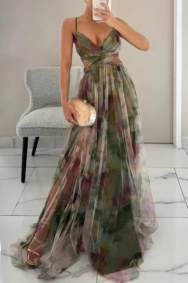 Bella Long Dress for Women – Summer Floral Dress with Adjustable Closure & Fluid Silhouette