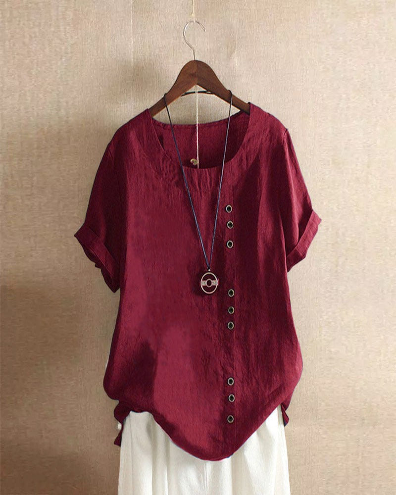 Lena Blouse Women – Lightweight Linen Blouse with Button Closure & Natural Look