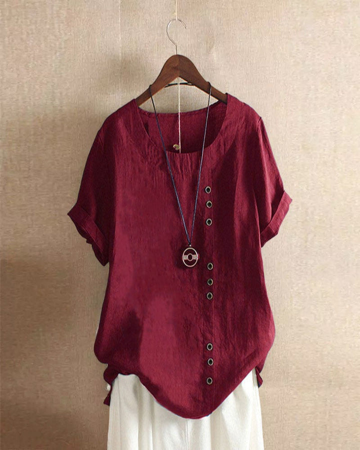 Lena Blouse Women – Lightweight Linen Blouse with Button Closure & Natural Look