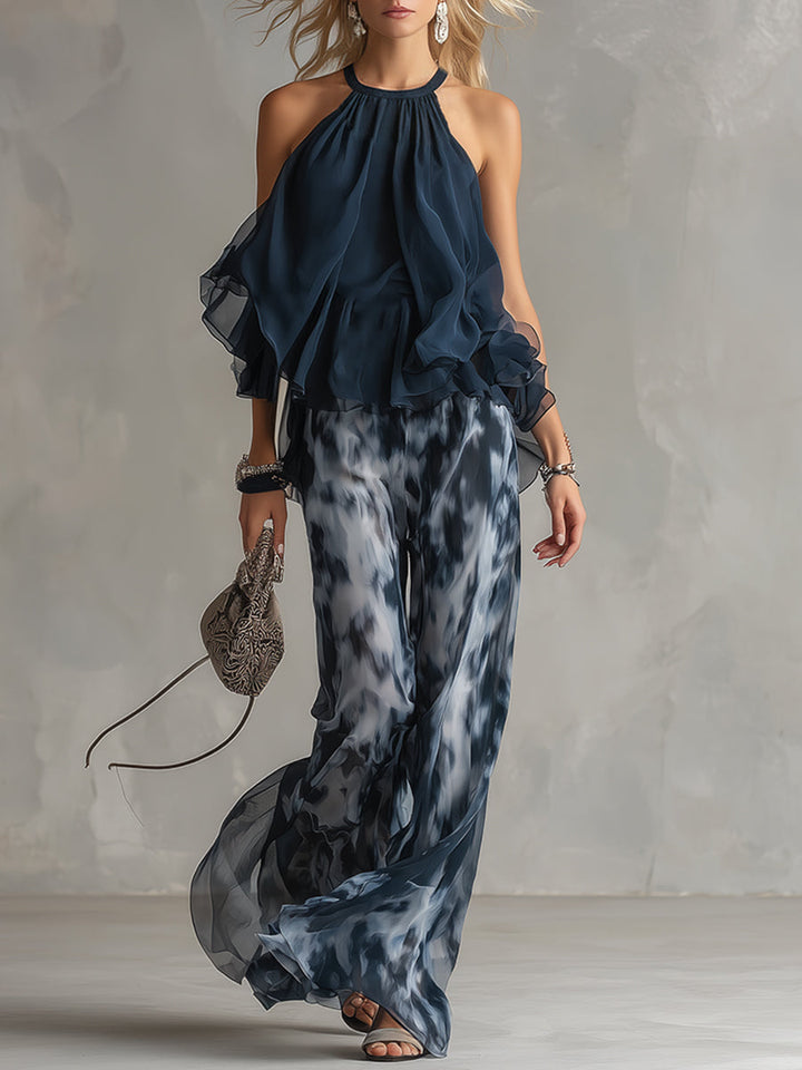 Elise | Elegant and lightweight set with flowing top and wide pants