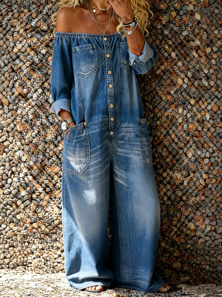 Léa | Casual Denim Jumpsuit with Long Sleeves