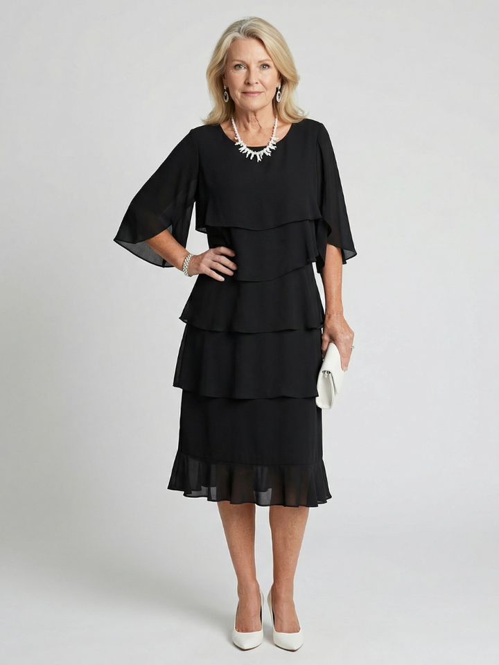 Cassia | Women's Tiered Flutter Sleeve Midi Dress