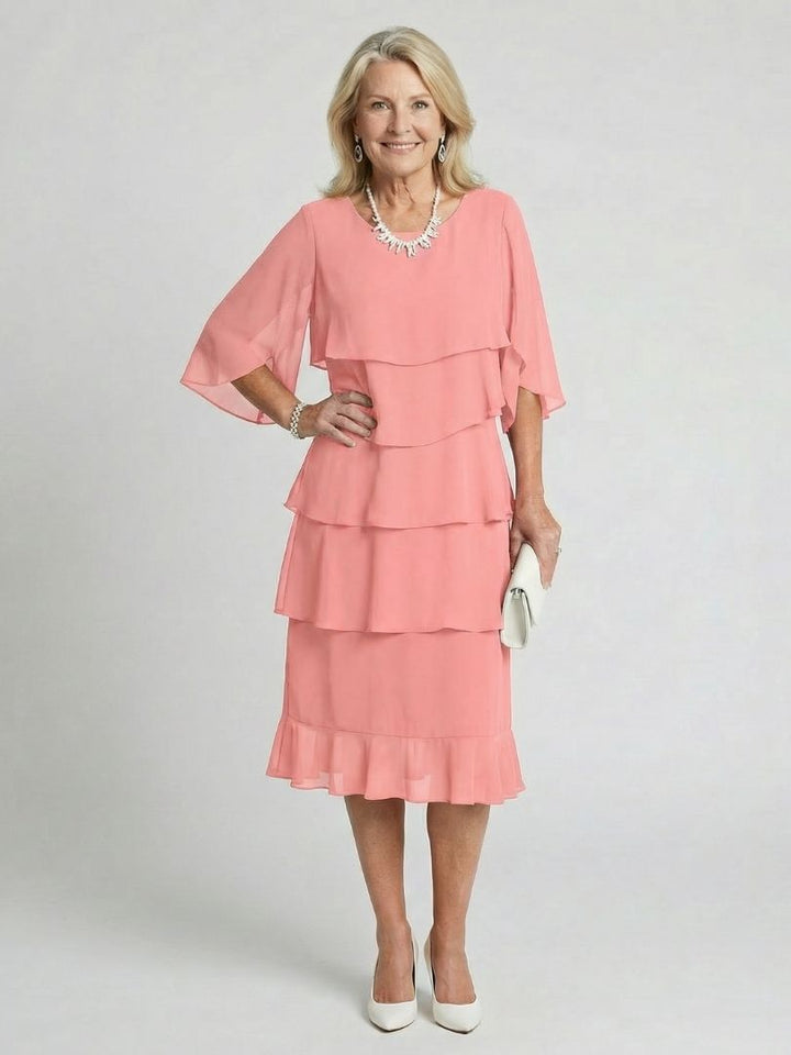 Cassia | Women's Tiered Flutter Sleeve Midi Dress