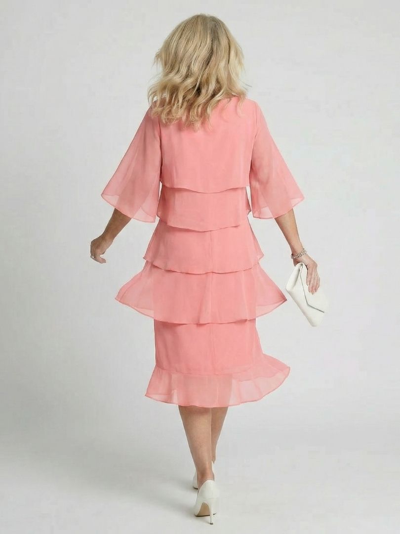 Cassia | Women's Tiered Flutter Sleeve Midi Dress