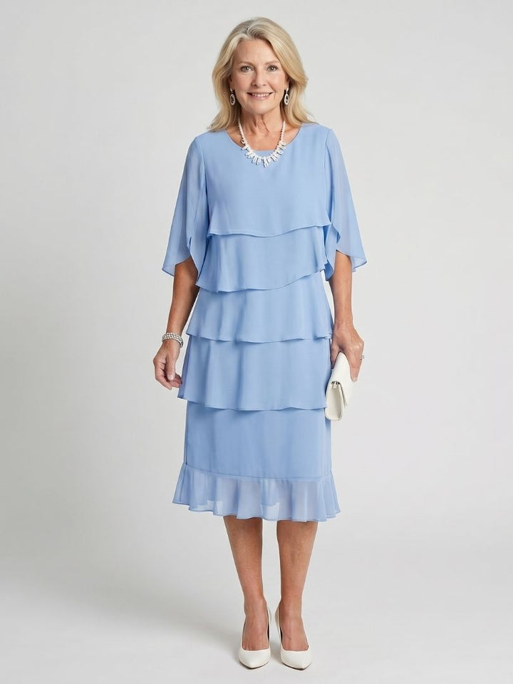 Cassia | Women's Tiered Flutter Sleeve Midi Dress