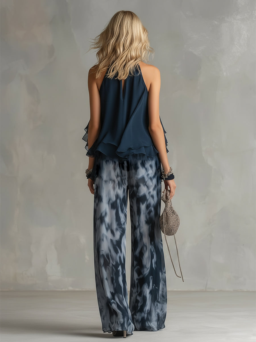 Elise | Elegant and lightweight set with flowing top and wide pants