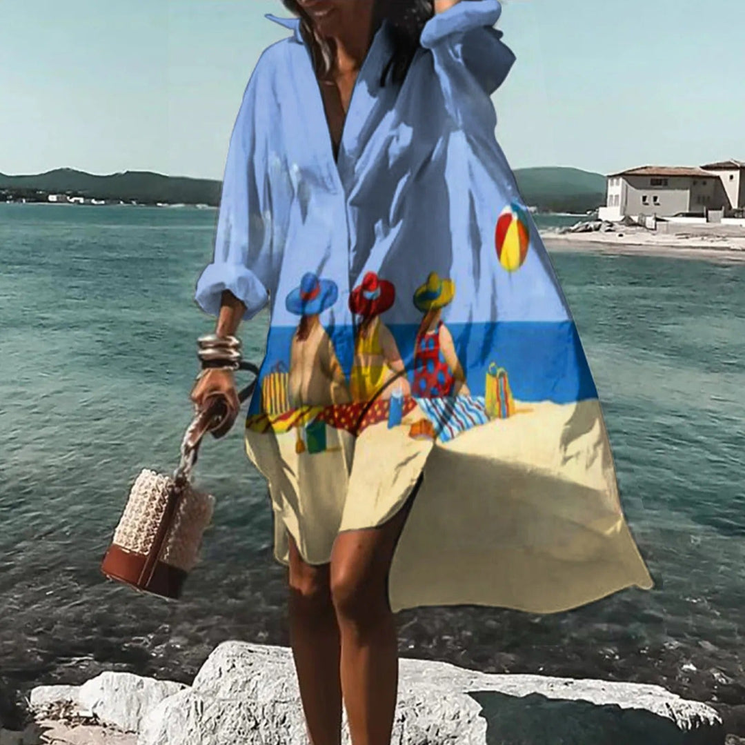 Florence Shirt Dress for Women – Casual Lightweight Linen Dress with Straight Cut & Summer Style - Casual Linen Shirt Dress