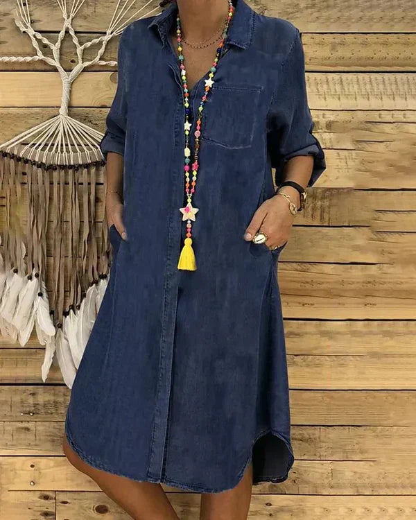 Morgane Denim Shirt Dress for Women – Flattering Fit & Light Comfort