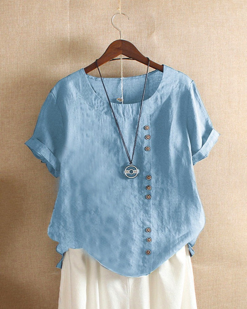 Lena Blouse Women – Lightweight Linen Blouse with Button Closure & Natural Look