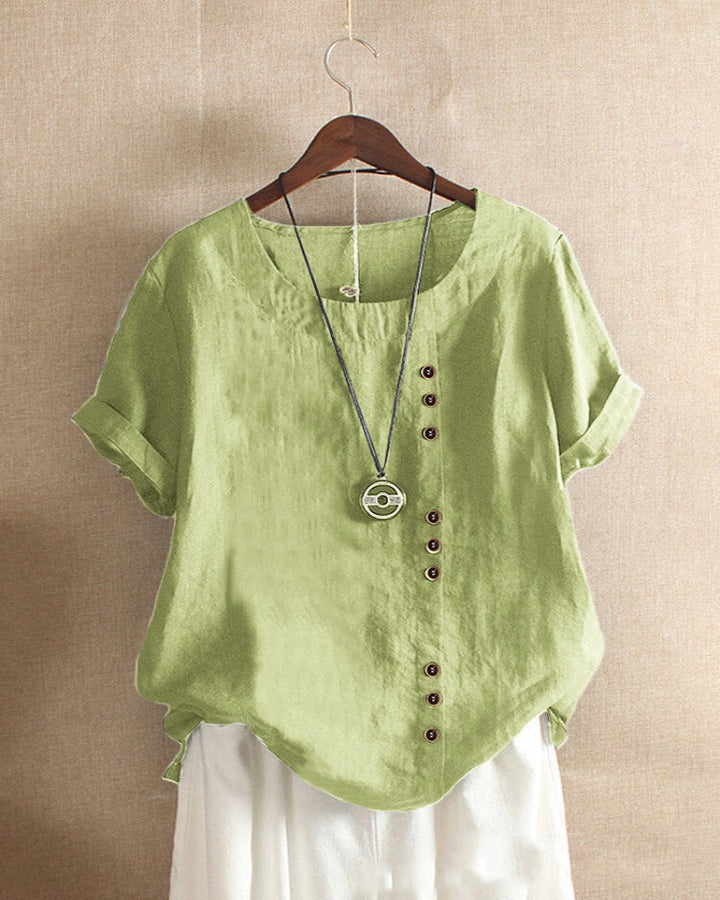 Lena Blouse Women – Lightweight Linen Blouse with Button Closure & Natural Look