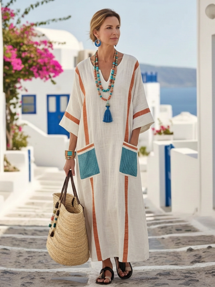 Freya | Women's V Neck Pocket Maxi Dress