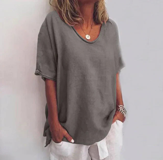 Ana Classic Women's Blouse – Loose-Fit Blouse with Short Sleeves for a Casual Look