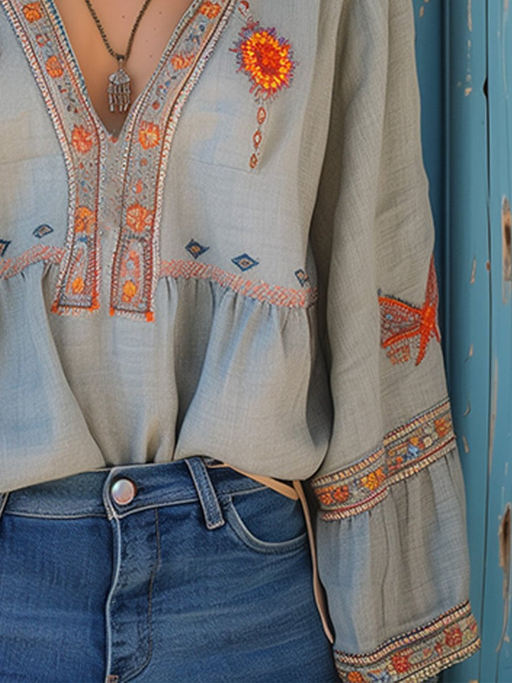 Sienna Blouse Women's Bohemian – Authentic Embroidery & Airy Summer Cut