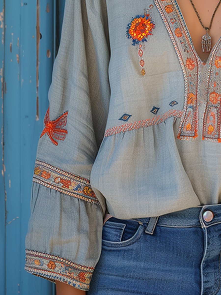 Sienna Blouse Women's Bohemian – Authentic Embroidery & Airy Summer Cut