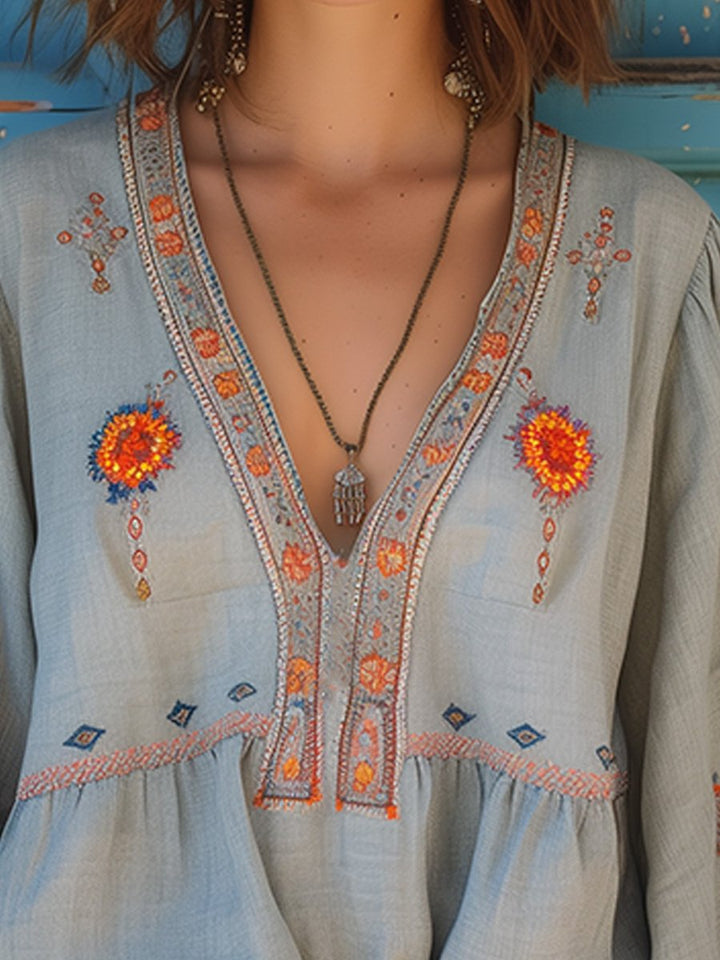 Sienna Blouse Women's Bohemian – Authentic Embroidery & Airy Summer Cut