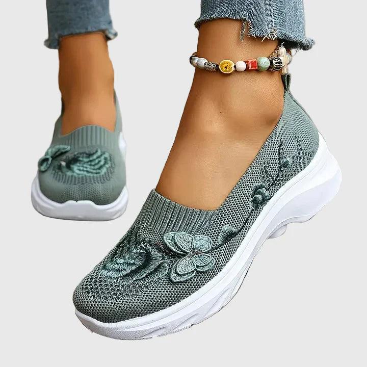 Lydia | Women's Butterfly Embroidered Slip On Sneakers