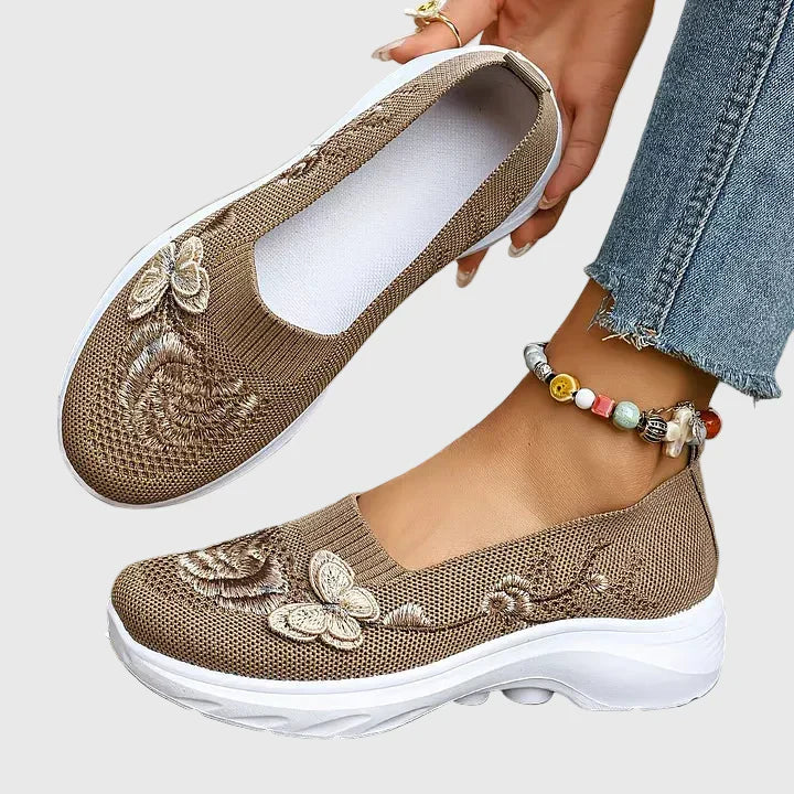 Lydia | Women's Butterfly Embroidered Slip On Sneakers