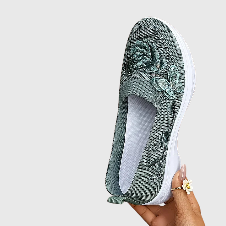 Lydia | Women's Butterfly Embroidered Slip On Sneakers