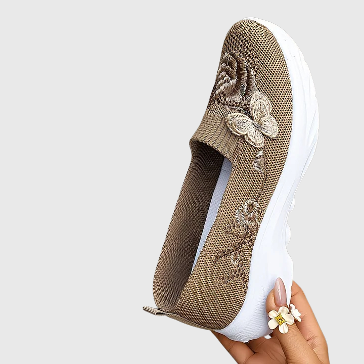 Lydia | Women's Butterfly Embroidered Slip On Sneakers